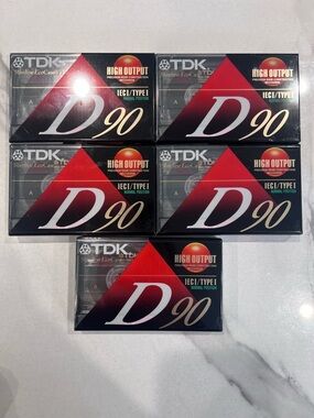 TDK Blank Cassette Tapes D90 90 Minutes Type I High Output Lot Of 5 New Sealed